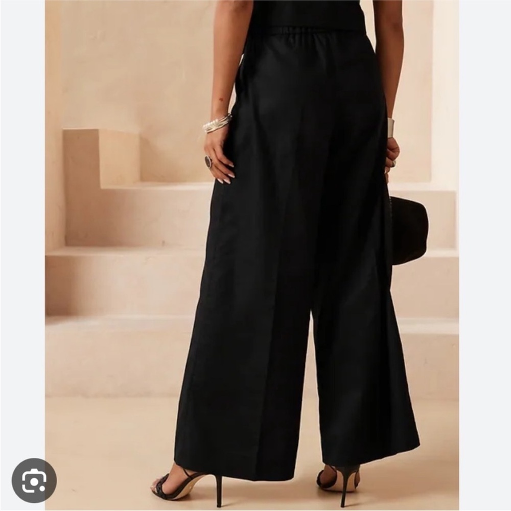 Banana Republic Linen-Blend Wide-Leg Pant Pleated - Black size 2 - Picture 2 of 16